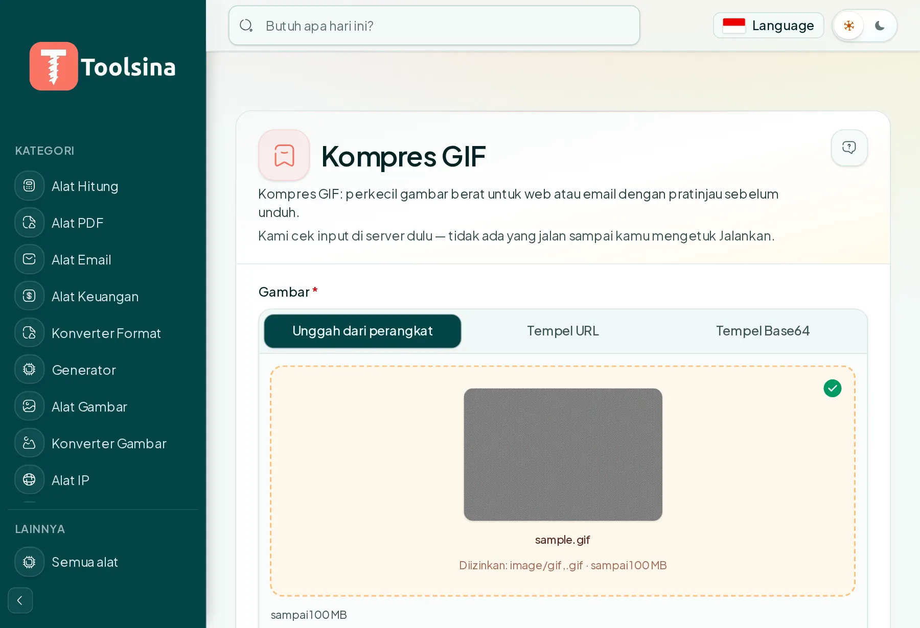 Periksa berkas Anda dan sesuaikan opsinya — Cara Mengompres Gambar GIF (Gratis, Online)
