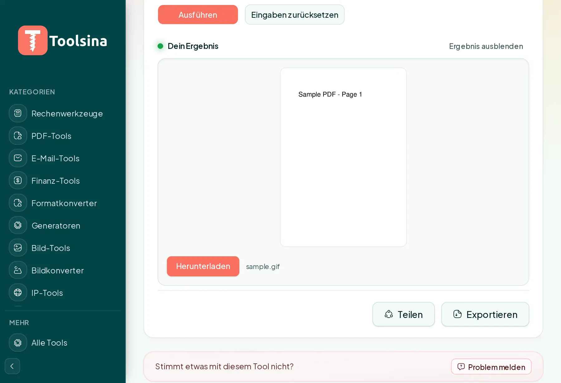 Ausführen und das Ergebnis herunterladen — PDF in GIF umwandeln (kostenlos, online)