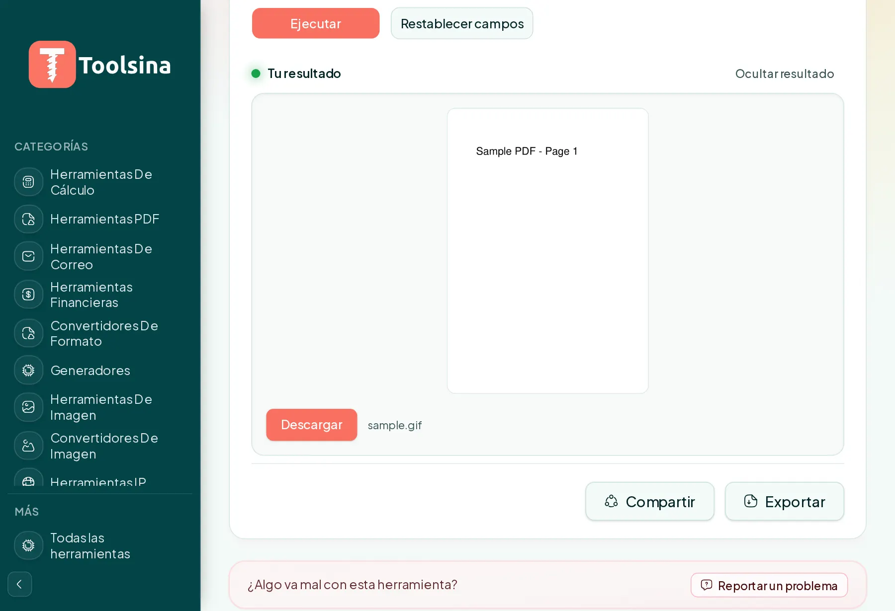 Ejecútala y descarga tu resultado — Cómo convertir un PDF a GIF (gratis, en línea)