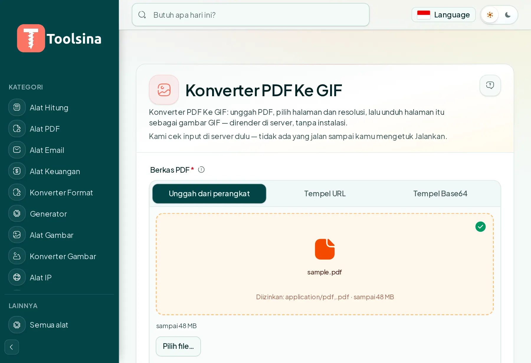 Periksa berkas Anda dan sesuaikan opsinya — Cara Mengonversi PDF ke GIF (Gratis, Online)