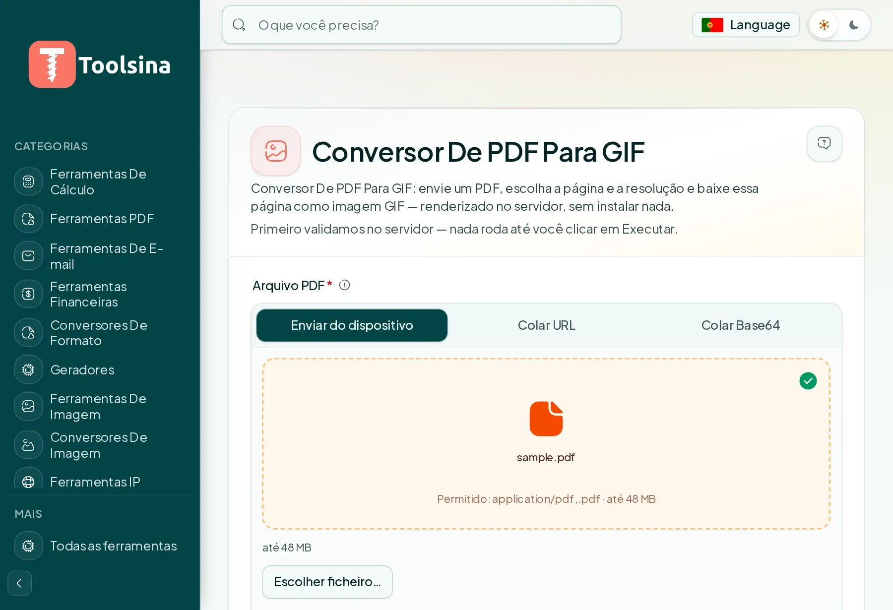 Verifique seu arquivo e ajuste as opções — Como converter um PDF em GIF (grátis, online)