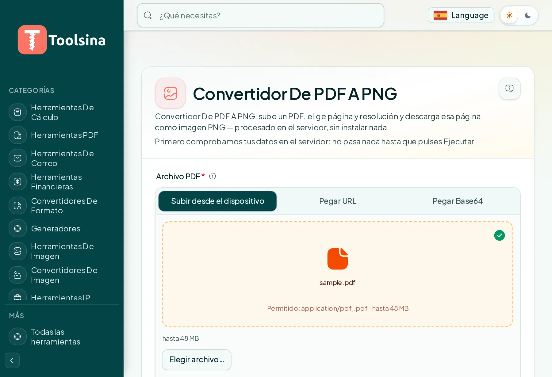 Revisa tu archivo y ajusta las opciones — Cómo convertir una página de PDF en una imagen (PNG o JPG)
