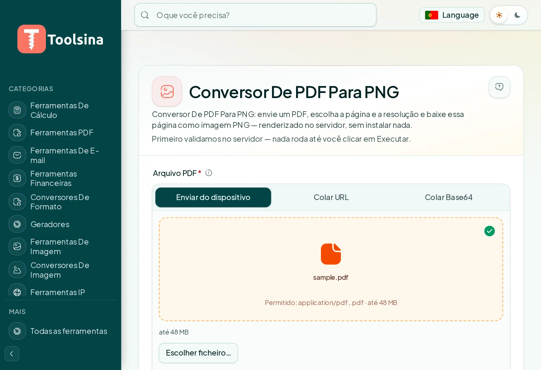 Verifique seu arquivo e ajuste as opções — Como converter uma página de PDF em imagem (PNG ou JPG)