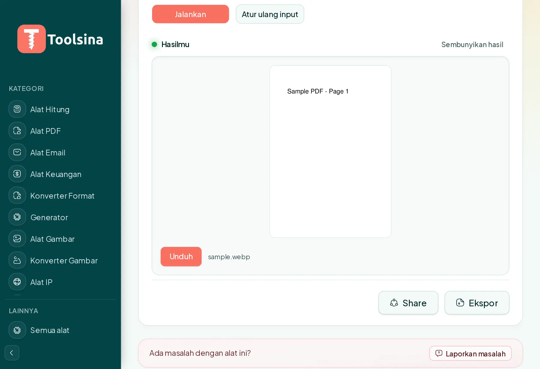 Jalankan, lalu unduh hasilnya — Cara Mengonversi PDF ke WebP (Gratis, Online)