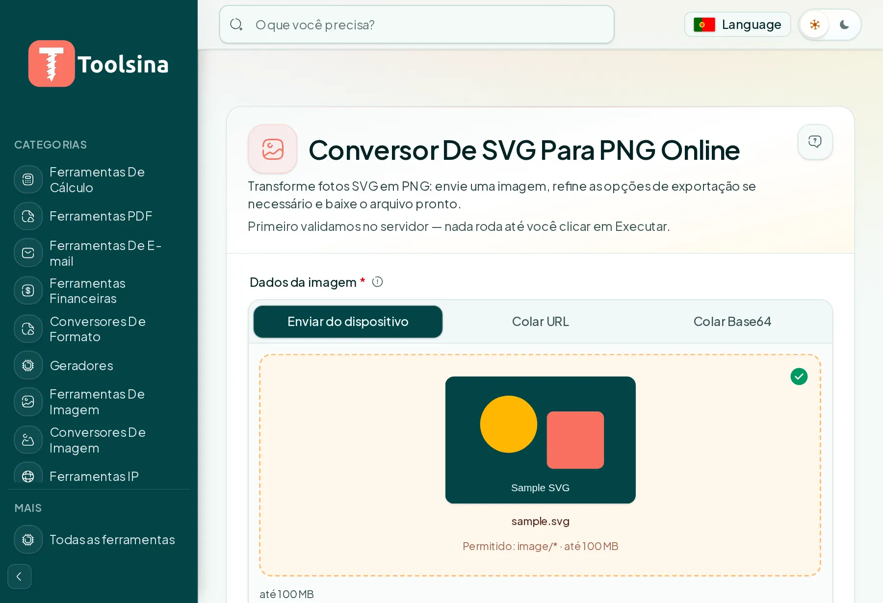 Verifique seu arquivo e ajuste as opções — Como converter SVG em PNG (grátis, on-line)