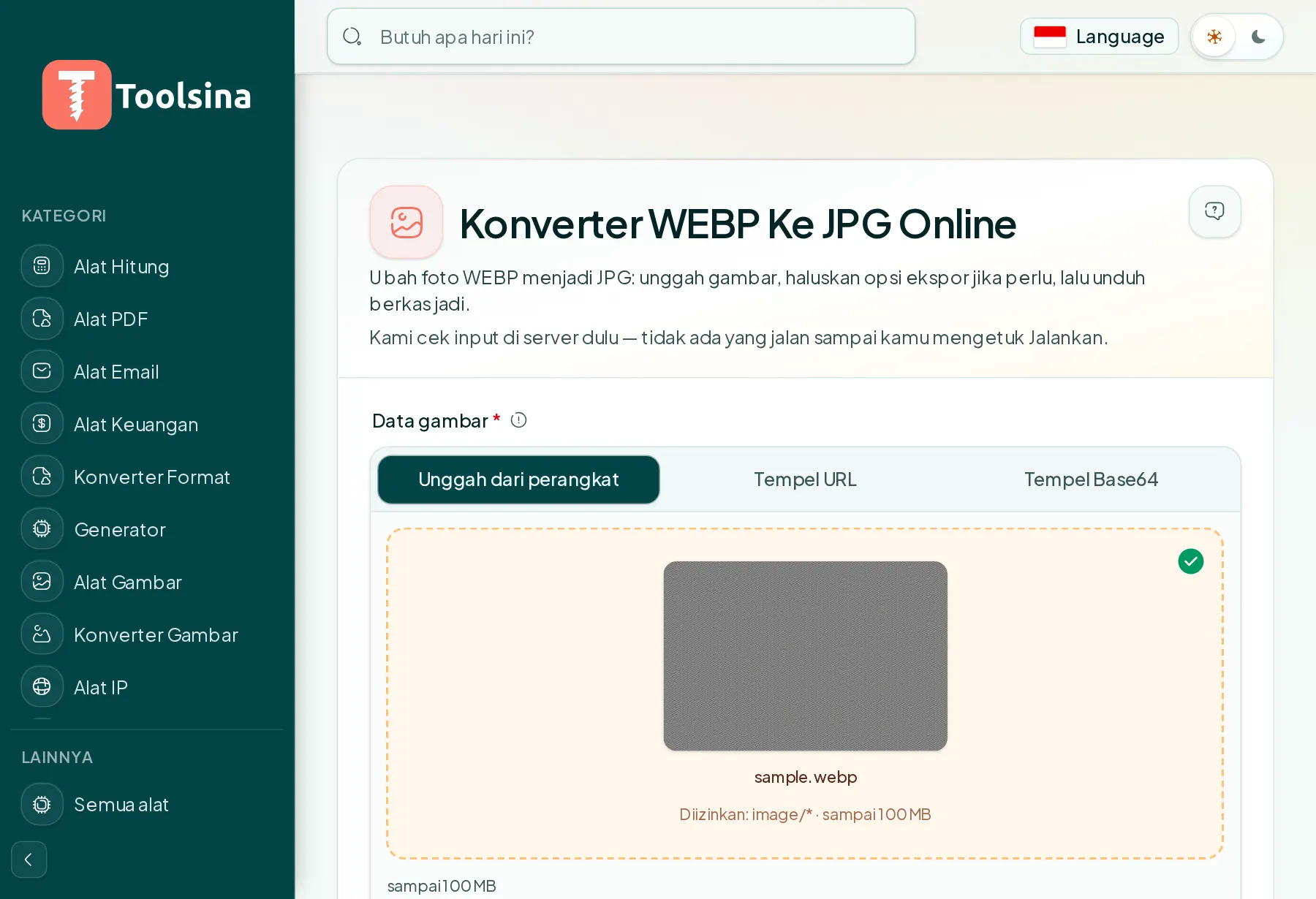Periksa berkas Anda dan sesuaikan opsinya — Cara Mengonversi WebP ke JPG (Gratis, Online)