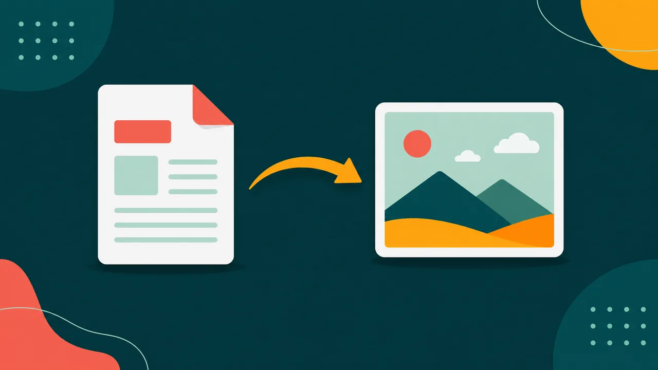Illustration of a PDF document turning into an image